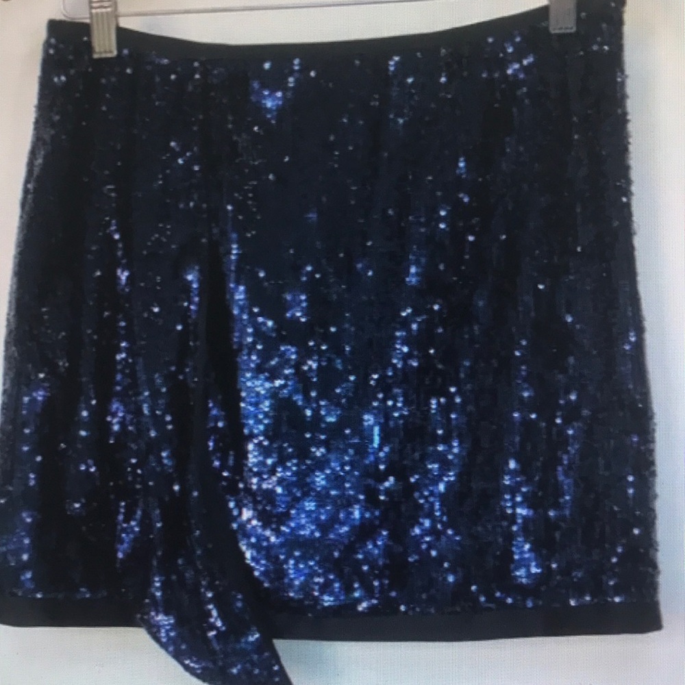 Karen Millen blue sequin drape mini skirt